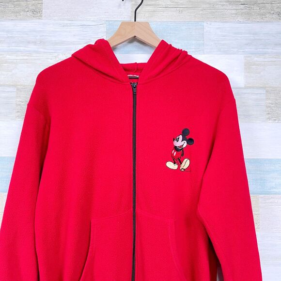 Disney Mickey Ears Hooded Fleece Footie Union Suit Pajamas Red Womens Large 12 - Picture 2 of 8